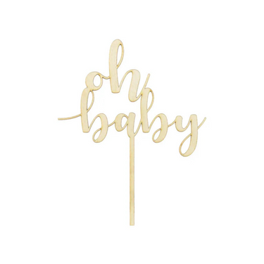 Oh Baby Cake Topper aus Holz, Tortendeko & Tortenaufleger