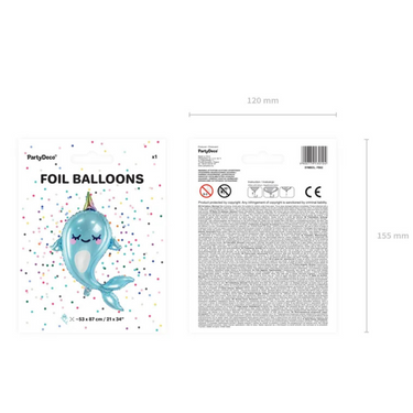 Wal Folienballon Narwal, 53x87cm - Geburtstags Dekoration