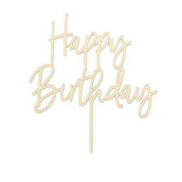 Happy Birthday Cake Topper aus Holz, Tortendeko & Tortenaufleger