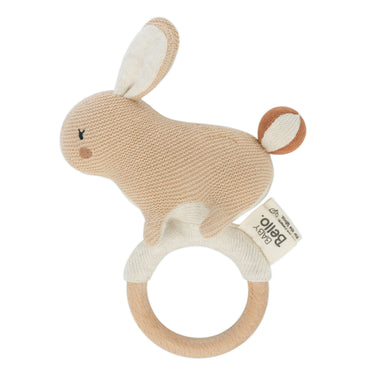 Beißring / Rassel mit Holzring "Rosy der Hase"