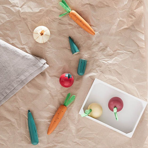 Spielzeug Gemüsekiste / Gemüse zum schneiden für Spielküche/Spielladen