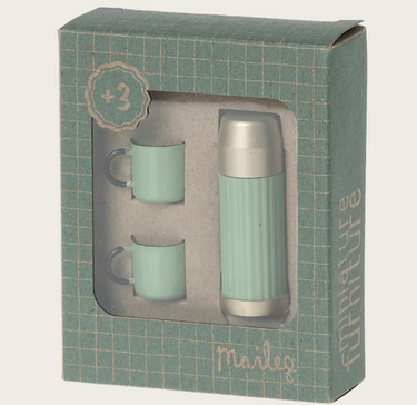 Thermoskanne und Tassen in Mint - Zubehör Maileg