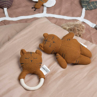 Beißring / Rassel mit Holzring "Toby der Tiger"