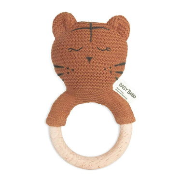 Beißring / Rassel mit Holzring "Toby der Tiger"