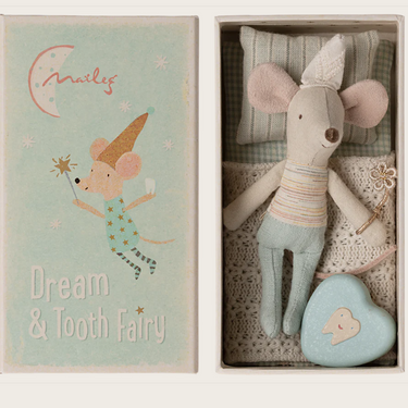 Zahnfee Maus in Streichholzschachtel - Blau - Zubehör Maileg