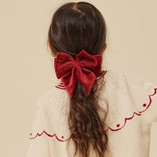 Weihnachtliche Haarspange / Haarschmuck - Samt rot