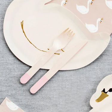 Einweg Holzbesteck Rosa 16cm - 6er Set