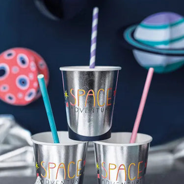 10 Papierstrohhalme Helllila, 19,5cm