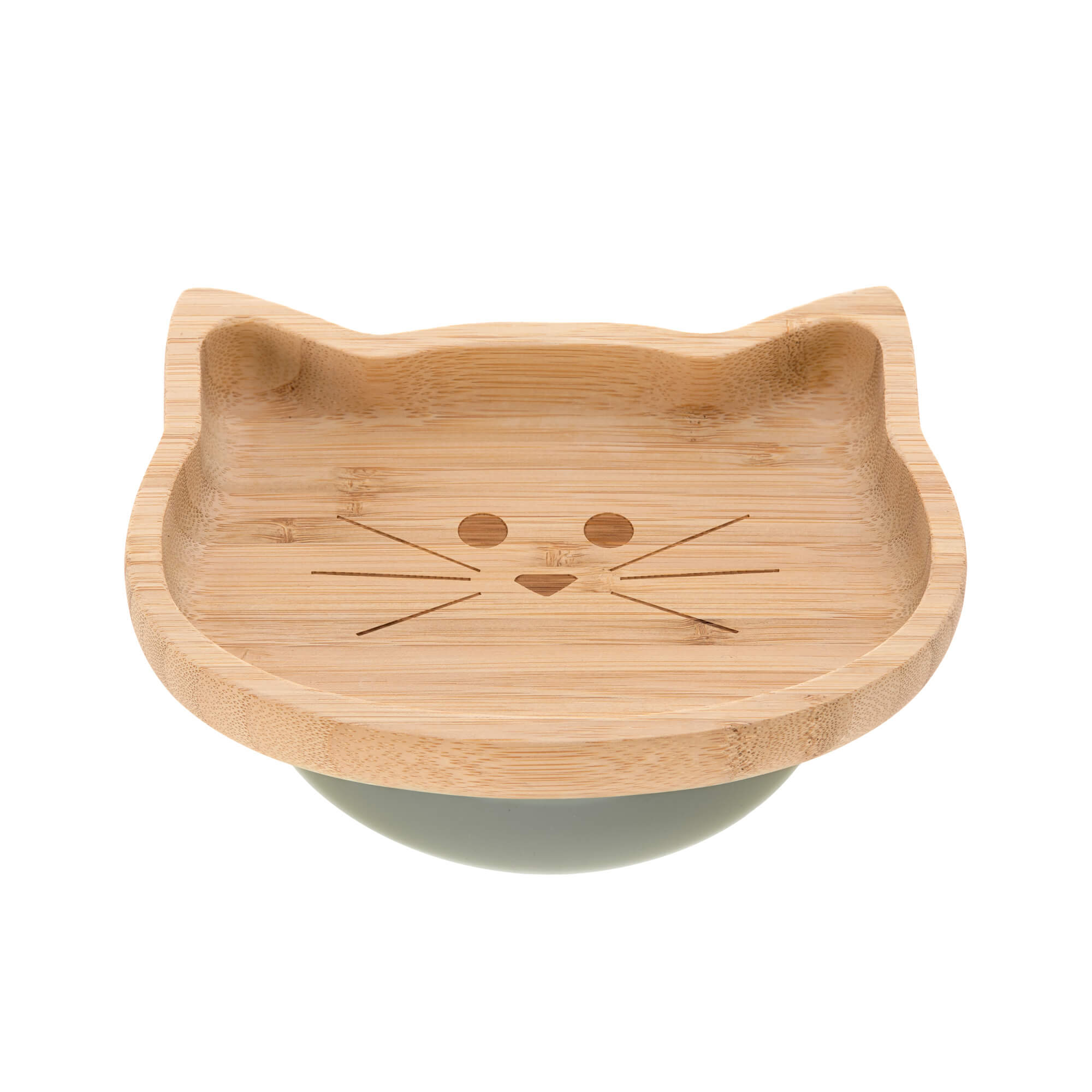 Children's plate bamboo wood with suction cup