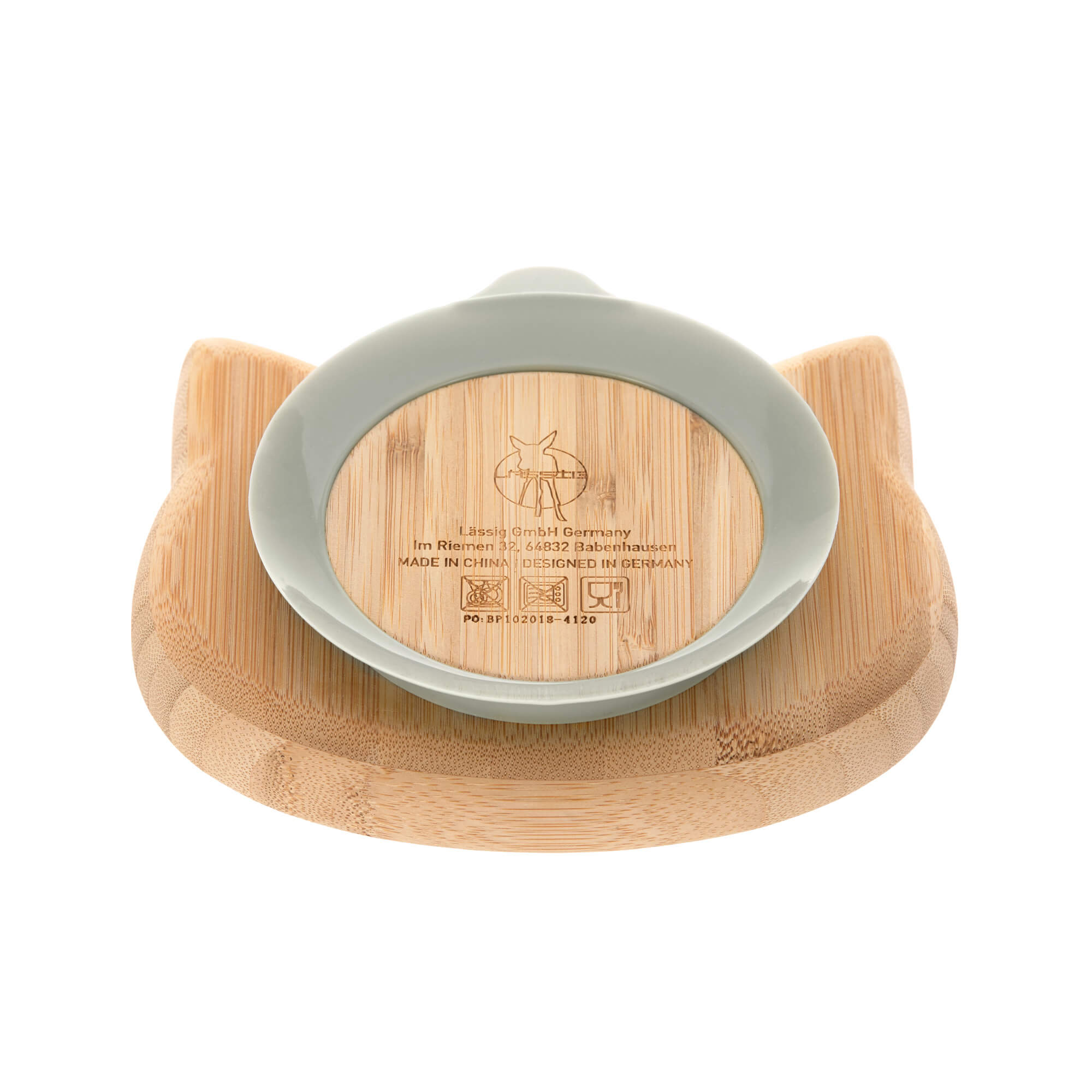 Children's plate bamboo wood with suction cup