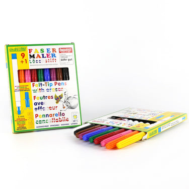 Fiber pen 9+1, incl. eraser pen - 9 colors - ÖKO-TEST "very good"