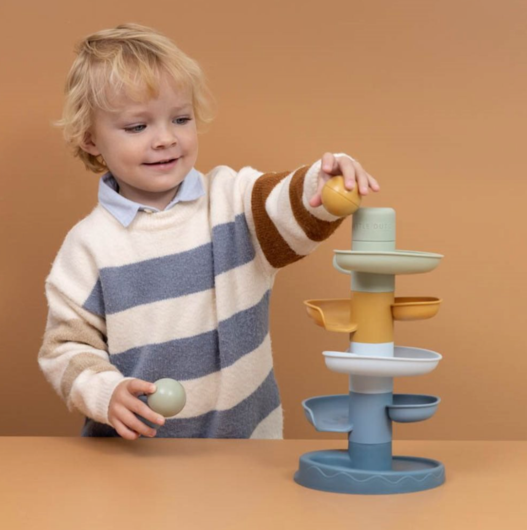 Murmelbahn / Spiralturm mit 3 Kugeln für Kleinkinder - in 3 Farben