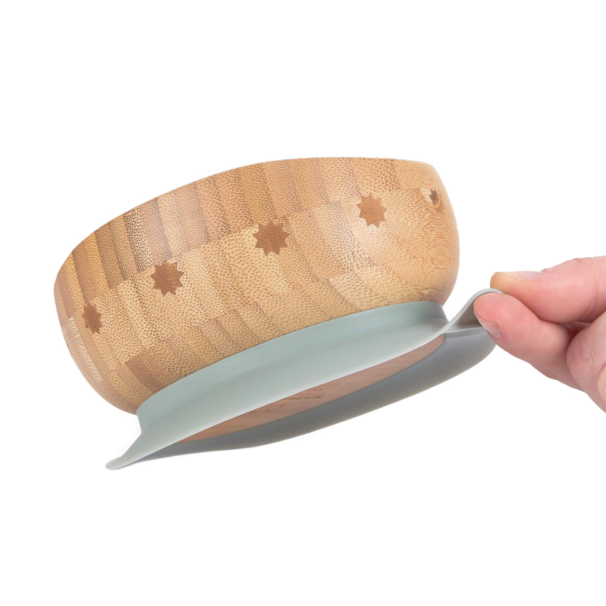 Children's bowl bamboo wood with silicone ring "Cat"