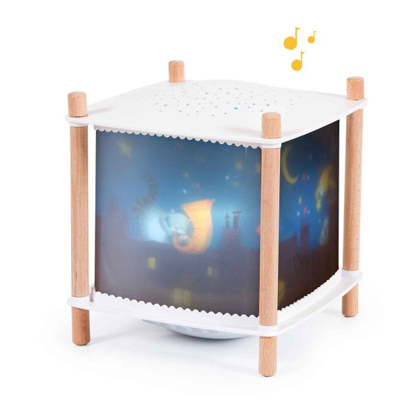 Magische Lampe - projiziert Sternenhimmel, spielt Schlaflieder & hat Schrei-Sensor