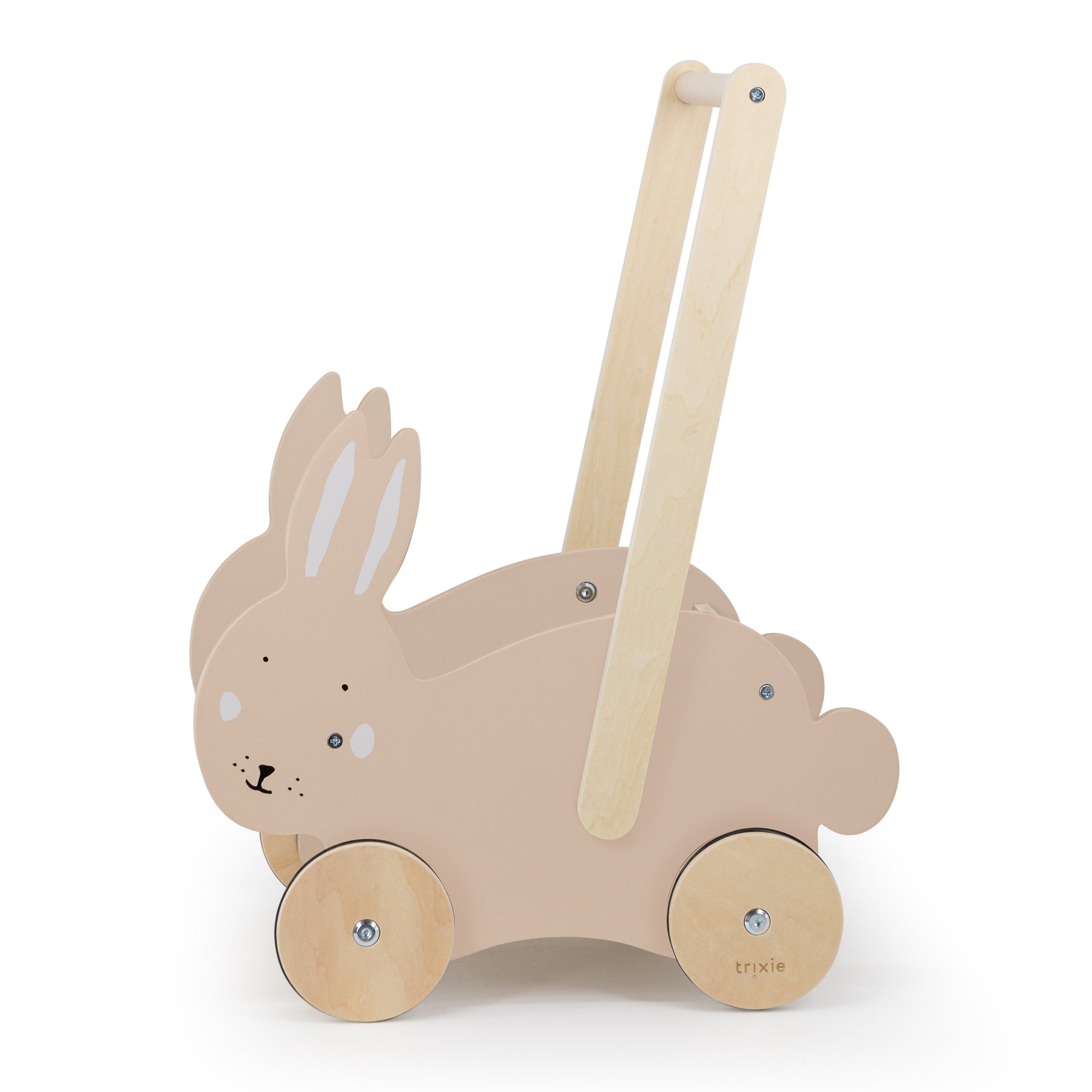 Holz Lauflernwagen / Schiebewagen mit Aufbewahrung für Spielzeug - Hase