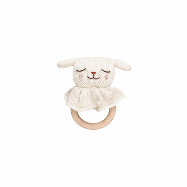 Öko Beißring / Babyspielzeug "Lamm" weiß
