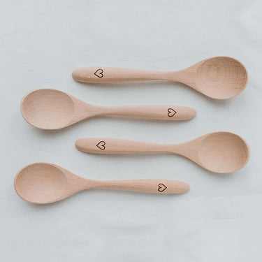 Eulenschnitt Löffel aus Buchenholz im 4er Set